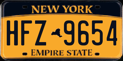 NY license plate HFZ9654