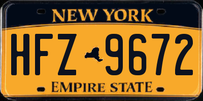 NY license plate HFZ9672