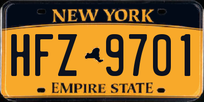 NY license plate HFZ9701