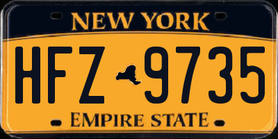 NY license plate HFZ9735
