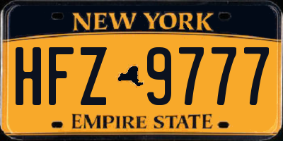 NY license plate HFZ9777