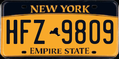 NY license plate HFZ9809