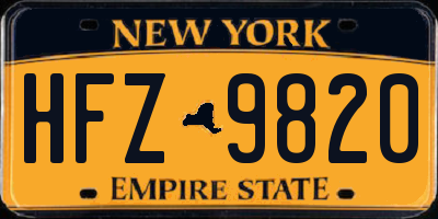 NY license plate HFZ9820