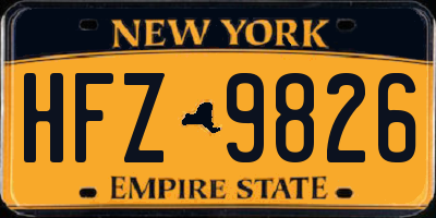 NY license plate HFZ9826