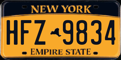 NY license plate HFZ9834