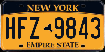 NY license plate HFZ9843