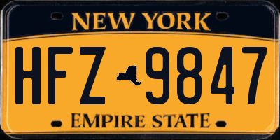 NY license plate HFZ9847