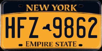 NY license plate HFZ9862