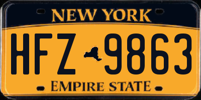 NY license plate HFZ9863