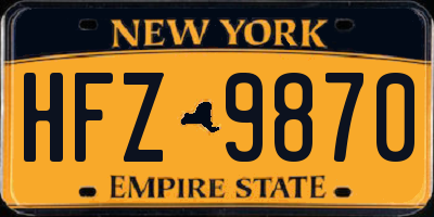 NY license plate HFZ9870