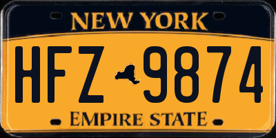 NY license plate HFZ9874