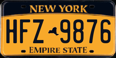 NY license plate HFZ9876