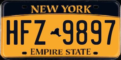 NY license plate HFZ9897