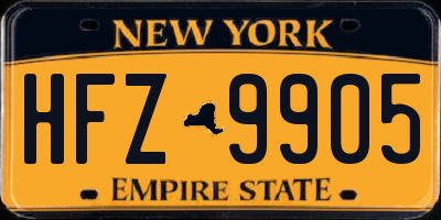 NY license plate HFZ9905