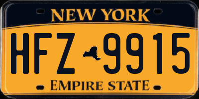NY license plate HFZ9915
