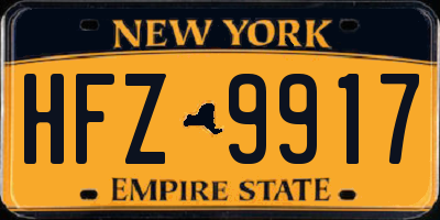 NY license plate HFZ9917