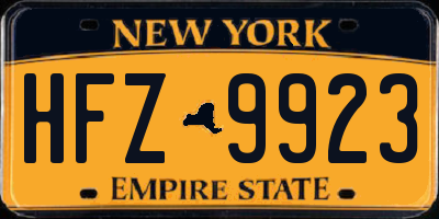 NY license plate HFZ9923