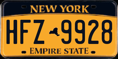 NY license plate HFZ9928
