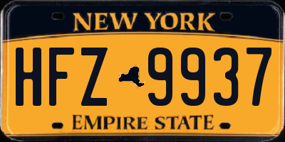 NY license plate HFZ9937