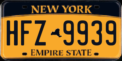 NY license plate HFZ9939
