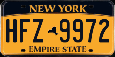 NY license plate HFZ9972