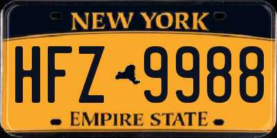 NY license plate HFZ9988