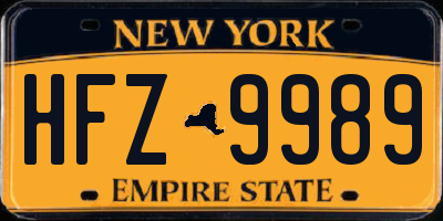 NY license plate HFZ9989