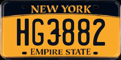 NY license plate HG3882