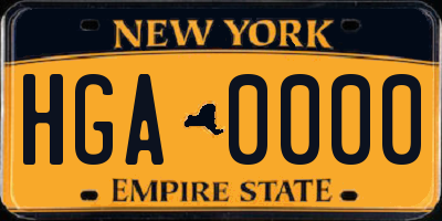 NY license plate HGA0000