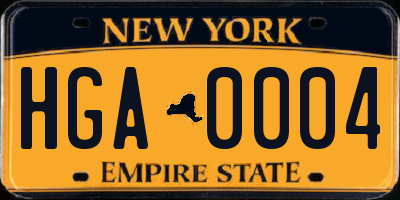 NY license plate HGA0004
