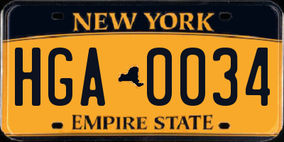 NY license plate HGA0034