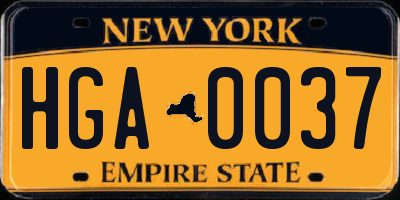NY license plate HGA0037