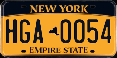 NY license plate HGA0054