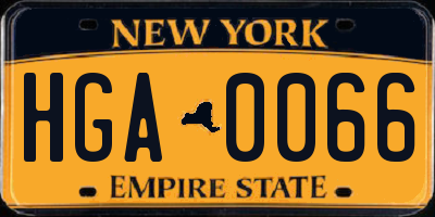 NY license plate HGA0066