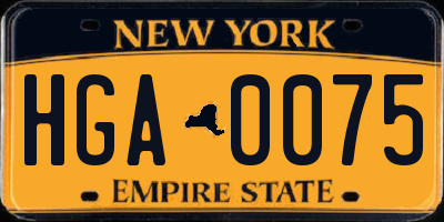 NY license plate HGA0075