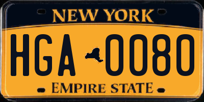 NY license plate HGA0080