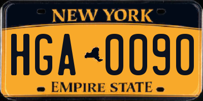NY license plate HGA0090