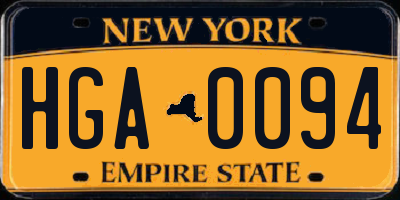 NY license plate HGA0094