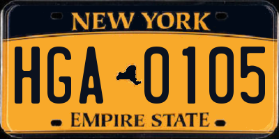 NY license plate HGA0105