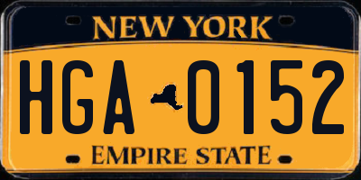 NY license plate HGA0152