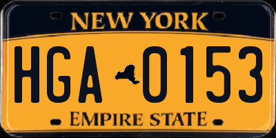 NY license plate HGA0153