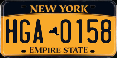 NY license plate HGA0158