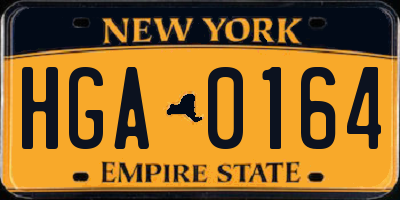NY license plate HGA0164