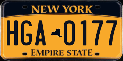 NY license plate HGA0177
