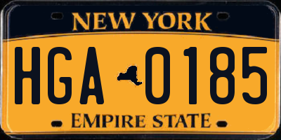 NY license plate HGA0185