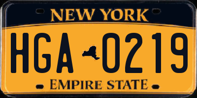 NY license plate HGA0219