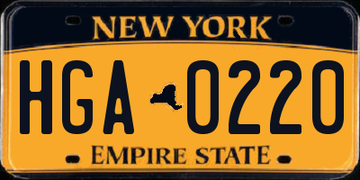 NY license plate HGA0220