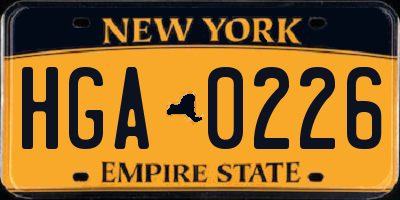 NY license plate HGA0226