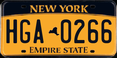 NY license plate HGA0266