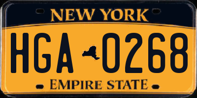 NY license plate HGA0268